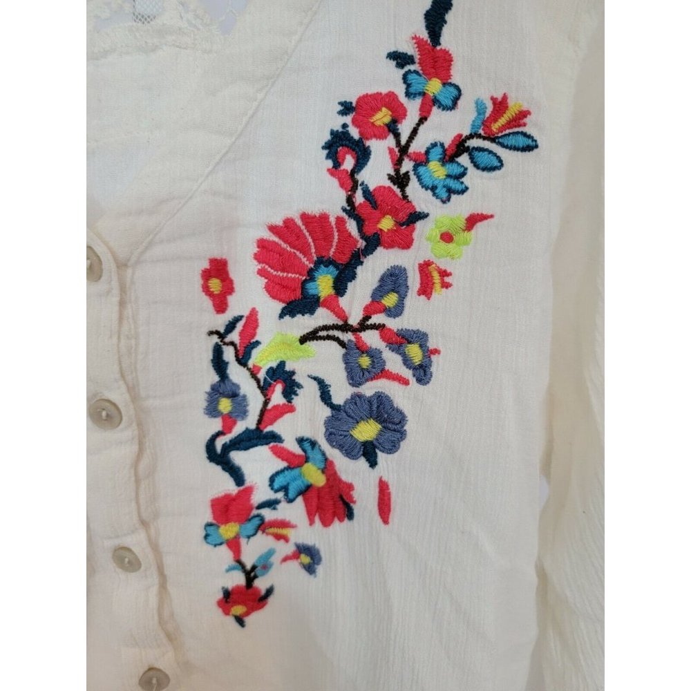 Vintage America Embroidered Cotton Blouse Size M - Picture 3 of 5